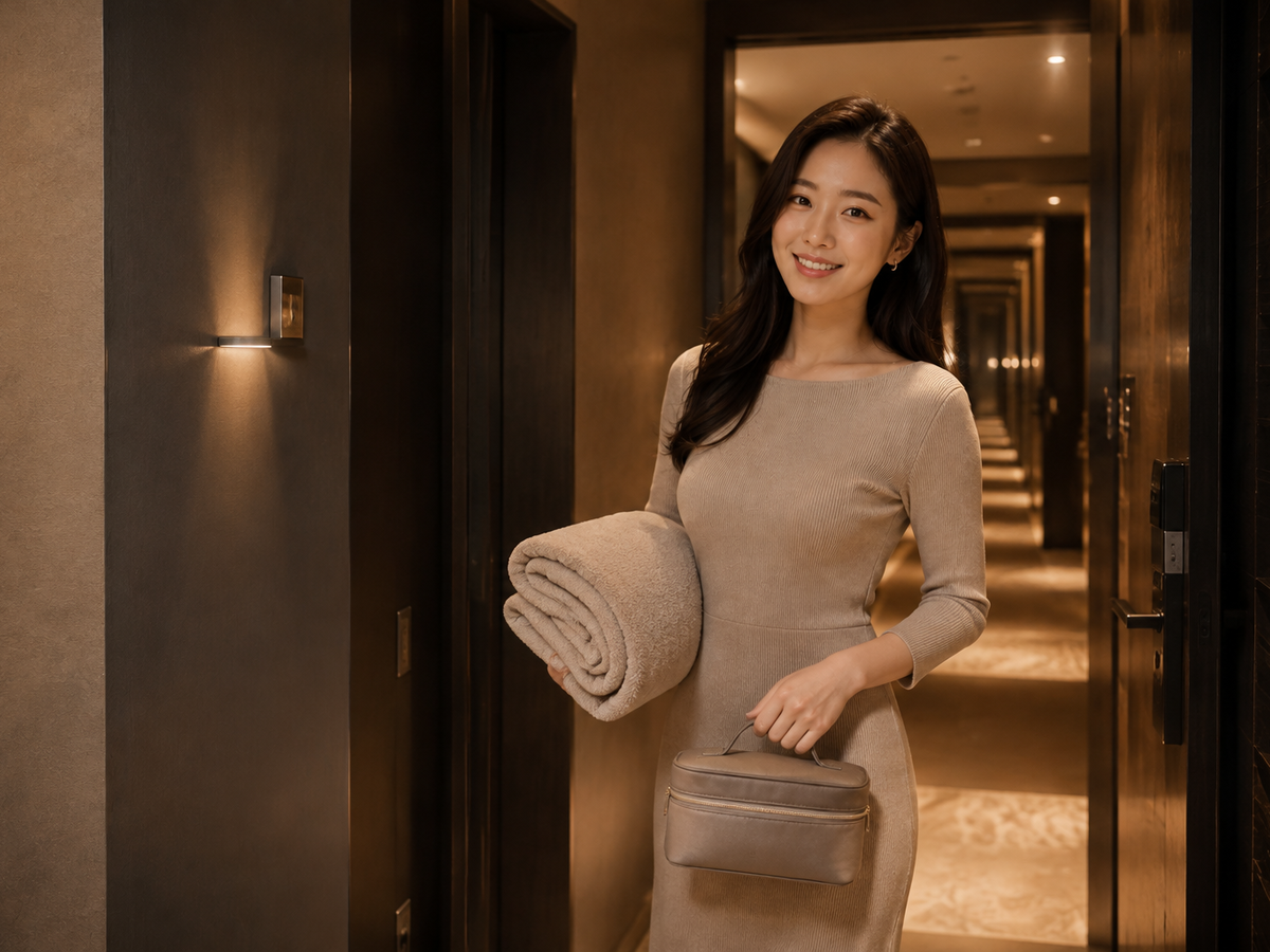 서울 구로 방문 홈케어 일정을 준비하는 젊은 성인 한국 여성 관리사
